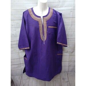 Kirat Mens Kameez Purple Pakistani Indian Qamees Shalwar Kurti Tunic F One Size